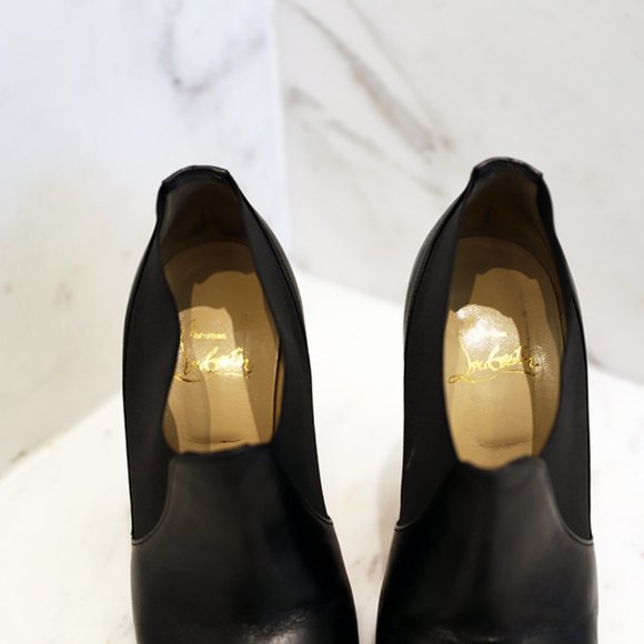 Christian Louboutin Black Leather Bootie Heels - Picture 5 of 6